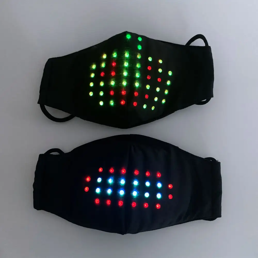 LED Magic Halloween Costume Party Mask Voice Activated LED Face Masks USB Rechargeable LED Sound Activated Mask
