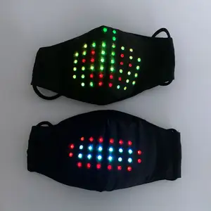 LED魔幻万圣节服装派对面具语音激活LED口罩USB可充电LED音响激活面具