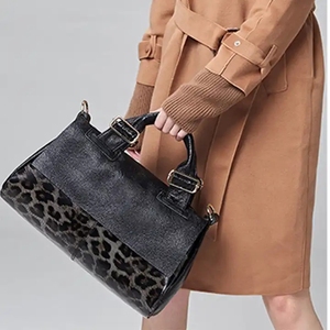 Sac à Main Femme Grande Capacité Tendance Imprimé Léopard, Sac Bandoulière Fourre-Tout en Cuir Souple Grain Litchi - Product Image 4