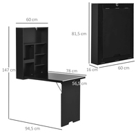 Wandmontierter Ausklappbarer Schreibtisch im Industriedesign Bürotisch mit Ablage für Heimbüro