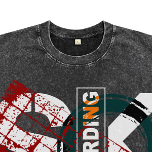 Camisetas de Manga Corta para Hombre, Estilo Vintage, Lavado Ácido Negro, Transpirables, de Algodón de Alta Calidad, con Estampado de Letras, Cuello Redondo, Corte Holgado Informal - Product Image 5