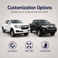 Pick-up double cabine à transmission manuelle 4x4, 5 places, moteur diesel, transmission à couple élevé pour les terrains d'Asie du Sud-Est