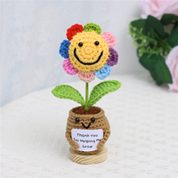 Tournesol au crochet fait main avec carte positive – Adorable ornement pour des cadeaux encourageants, cadeau pour professeur