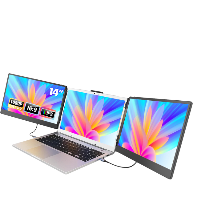 Dual Monitor Portable Screen Extender 13-17.3" Laptops Plug-and-Play 1080P HD 14-Inch IPS Type-C 60Hz Gaming Series Built-in