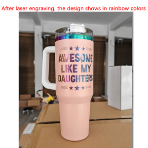 Vaso de 40 oz con baño de oro regenbogen, grabado láser de color arcoíris, vaso de acero inoxidable de 40 oz para personalizar. - Product Image 3