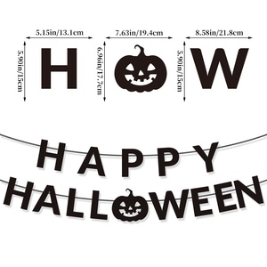 Banderas Decorativas Temáticas de Halloween 2025 para Fiestas Transfronterizas, Venta al por Mayor, Diseños de Calabazas, Murciélagos y Telarañas <span class=keywords><strong>en</strong></span> Naranja y Blanco para Hogar y Escuela - Product Image 6