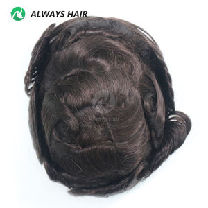 Piel fina 0,08-0,1mm Peluca para hombre Anudada Prótesis de cabello humano indio para hombres Tupé - Product Image 6