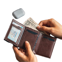 Dompet Lipat Ganda Ultra Tipis Anti RFID untuk Pria, Tempat Kartu Kredit, Dompet Saku Depan Ramping, Tempat Kartu Portabel Multifungsi