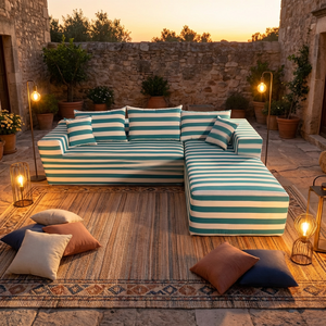 Canapé Modulaire Extérieur Moderne Personnalisé à Rayures, en Mousse Compressée, Imperméable, pour <span class=keywords><strong>Salon</strong></span>, Balcon ou Salle <span class=keywords><strong>de</strong></span> Sport - Product Image 5