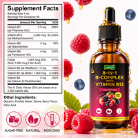 Complément Alimentaire Lenm 60ml 20000mcg Gouttes B-Complex 8-en-1 avec Vitamine B12 pour l'Énergie et le Soutien du Métabolisme
