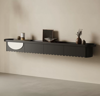 Table basse flottante minimaliste italienne en bois massif et meuble TV mural – Ensemble de meubles modernes pour petit salon, salle à manger ou maison