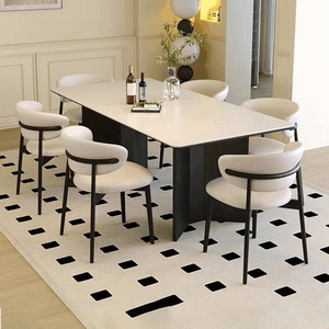 Juego de Mesa y Sillas de Comedor de Piedra Sinterizada de Lujo Moderno Italiano, Mesa Rectangular de Placa de Roca para Muebles de Restaurante o Villa - Product Image 5