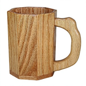 Tasse en bois faite à la main, motif uni, style chinois traditionnel, réutilisable, vaisselle pour la maison avec poignée - Product Image 1