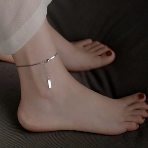 Bracelet de cheville tendance Simple couleur <span class=keywords><strong>argent</strong></span>, Bracelet de plage pour les pieds pour femmes, mode pieds nus, chaîne initiale - Product Image 4
