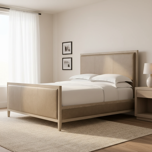 Cabecera de Cama King <span class=keywords><strong>Size</strong></span> Estilo Francés Tradicional RH, Tapizada en Cuero Genuino, Estructura de Madera de Roble Macizo, Almacenamiento de Lujo para Dormitorio - Product Image 2
