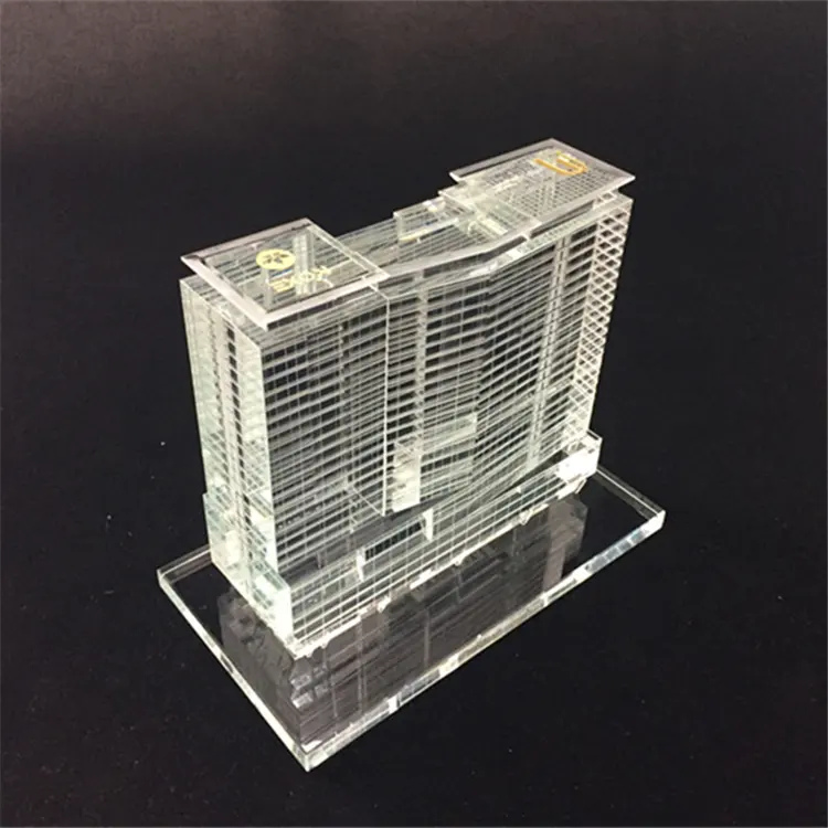 New Customized crystal 3d building model architectural models for company anniversary gifts