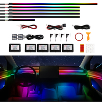 Barre de lumière LED universelle pour l'intérieur de la voiture, éclairage d'ambiance, décoration de voiture, lampe à commande par application, 12V