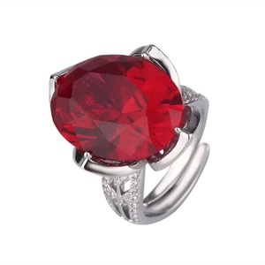 High End Jewelry Eco-friendly Copper 15*20mm 15*20MM Red Zircon Engagement Ring Oval <b>Petal</b> Prongs for Romantic Proposals - Product Image 1