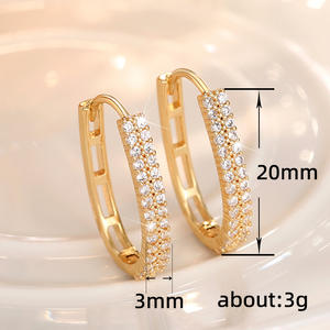 Pendientes de Aro Chapados en Oro E2428 con Cristales de Estrás Engastados en Canal, Joyería de Lujo para Uso Diario de Mujer - Product Image 5