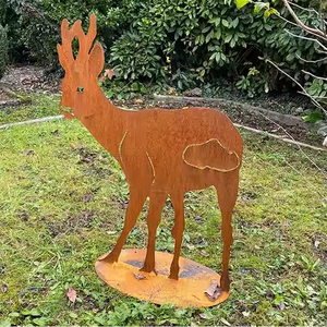 Ornements de jardin en acier corten rouillé de style Art déco moderne, résistants aux intempéries, dimensions personnalisables, art métallique pour usage intérieur/extérieur - Product Image 1