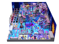 Aire de jeux interactive intérieure pour enfants, équipement d'amusement commercial sur mesure avec labyrinthe, fosse à balles, toboggan et trampoline
