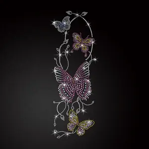 Grosir Motif Berlian Imitasi Berlian Imitasi Berlian Imitasi Cantik Kupu-kupu Bunga untuk Pakaian