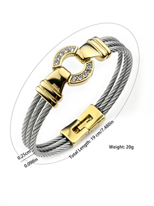 Bracelet en acier inoxydable avec fermoir élégant, d'inspiration vintage et massif, conçu pour les femmes - Product Image 5