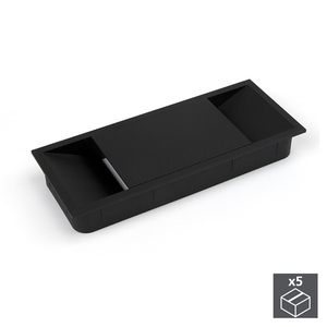 EMUCA 5 pezzi cavo rettangolare nero Grommet per Computer scrivanie 152X61mm incasso plastica modello 5047314 - Product Image 2