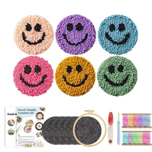 Juego de Posavasos de Algodón Bordados a Mano con Aguja Mágica, Diseño Moderno de Animales, con Base Antideslizante para el Hogar u Oficina - Product Image 3