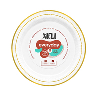 Assiettes en carton XIELI fabriquées en Indonésie, 10 pouces, très résistantes, lot de 20, compatibles micro-ondes, sans PFAS, résistantes à la graisse, anti-fuite, pour fêtes