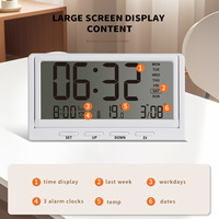 Réveil de bureau numérique à écran LCD multifonctionnel avec affichage de la température et de la date Fonction snooze de la chambre à coucher de la maison Horloge électronique