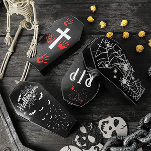 Tùy chỉnh Halloween 8-inch kẹo Quan Tài hình dạng ủng hộ hộp dập nổi Matt nhiều lớp UV tráng cơ sở nắp làm bằng bìa - Product Image 6