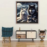 Kits de Broderie Diamant Personnalisés en Gros, Motif Famille de Loups Imprimé, DIY, Perles Complètes, Toile Écologique, Décoration Murale pour la Maison