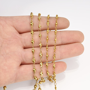 Cadena de Cuentas Redondas |   Cadena de Eslabones de Bolas de Acero Inoxidable con Baño de Oro PVD de 18K para la Fabricación de Joyería, Collares y Pulseras - Product Image 3