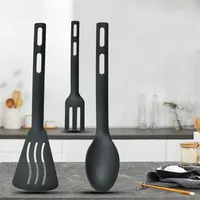 Lot de 3 ustensiles de cuisine en plastique : Spatule ajourée, Cuillère solide, Fourchette, Cuillère pour enfants, Fourchette et Cuillère, Vaisselle