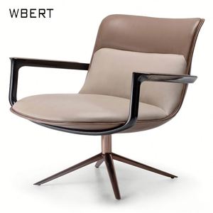 Sillón ligero de cuero de lujo WBERT-Sofá de diseño moderno de estilo italiano para sala de estar y ocio - Product Image 2