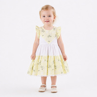 Jolie robe jaune et blanche à fleurs de pissenlit, patchwork, manches flottantes, ourlet festonné en dentelle, tenue d'été, 2-12 ans, livraison rapide