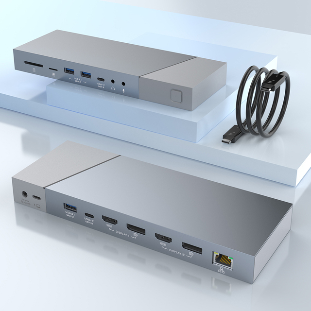 OEM Displaylink 60W PD Fast Charger USB C Hub Adapter Type C Dock for Macbook USB 3.0 Interface Stock Hub