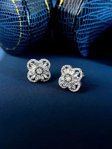 Xinfly 18K White Gold 4 <b>Leaf</b> Clover Earrings Real Diamonds Timeless Design Formal Events Daily Wear Elegant for Women Hot Sale - Product Image 2