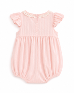 Adorable Lace Trim Ruffle Sleeve Baby Girl Romper with <b>Bubble</b> Silhouette for Daily Wear - Product Image 1