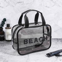 Sac cosmétique transparent portable résistant à l'eau de couleur vive avec fermeture éclair, grande capacité, logo personnalisé, pochette en PVC pour les voyages