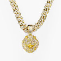 Iced Out 15mm Largeur Chaîne à maillons cubains Hip Hop Rappeur Alliage et Bling Strass Pendentif Collier