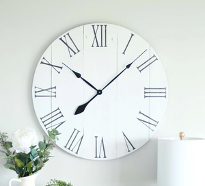 Grande horloge murale en bois blanc style ferme (253036 pouces) - Product Image 6