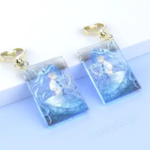 Transparent Sparkle Epoxy Glitter Acrylic Charms /Custom Printed Clear Anime Acrylic Keychain