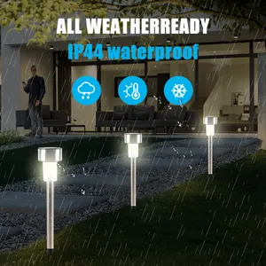 Factory Price Stainless Steel Outdoor Led Waterproof Landscape Pillar Lamp Lighting Pathway Lawn Decorate Solar Garden Lights