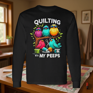 <b>Quilting</b> With My Peeps Bird Long Sleeve T-<b>Shirt</b> - Product Image 3