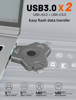 Clé USB 3.0 avec cryptage par empreinte digitale, 4-en-1 OTG, avec porte-clés, double clé USB pour photos