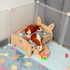 Cozy Wooden Pet <strong>Hut</strong> with Stairs Removable Cushion Mat Sleeping Bed for Guinea Pig <strong>Rabbit</strong> Chinchilla Hamster Ferret - Product Image 6