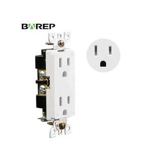 เต้ารับไฟฟ้าแบบสองช่อง BAREP 15A 125V รุ่น NEMA 5-15R ป้องกันการงัดแงะ ได้รับการรับรองมาตรฐาน CULus หน้าสัมผัสทองเหลือง ตัวเรือนพลาสติกสีขาว - Product Image 2