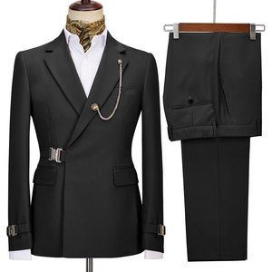 <span class=keywords><strong>Traje</strong></span> de negocios para hombre de doble botonadura <span class=keywords><strong>con</strong></span> cuello de muesca, conjunto de 2 piezas, diseño antiarrugas y antidecoloración, venta al por mayor - Product Image 2